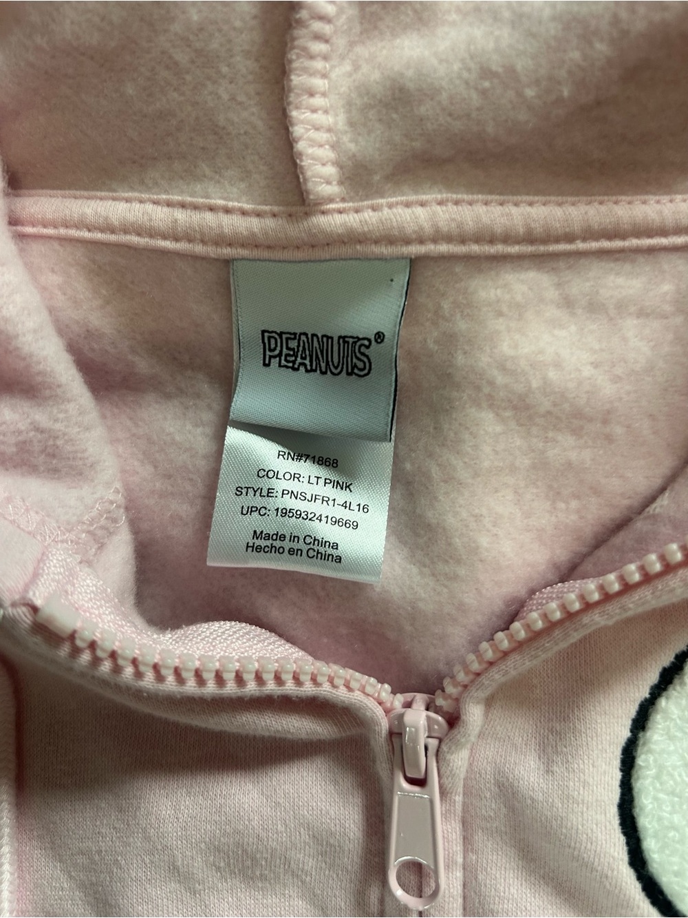 Women’s Peanuts Pink Snoopy & Woodstock Zip-Up Hoodie - Picture 6 of 11